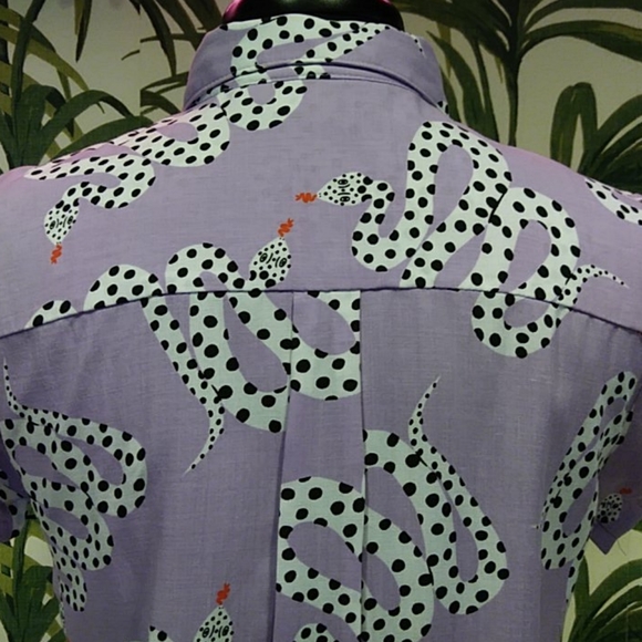 Nooworks Lilac Snake Print S/S Button Down - Picture 5 of 6